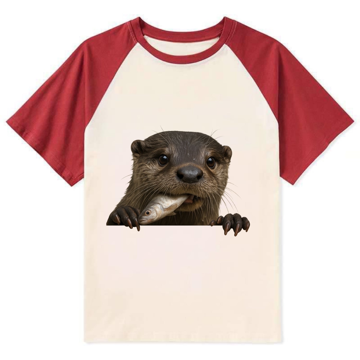 River Otter  - Contrast Raglan T-shirt - Red