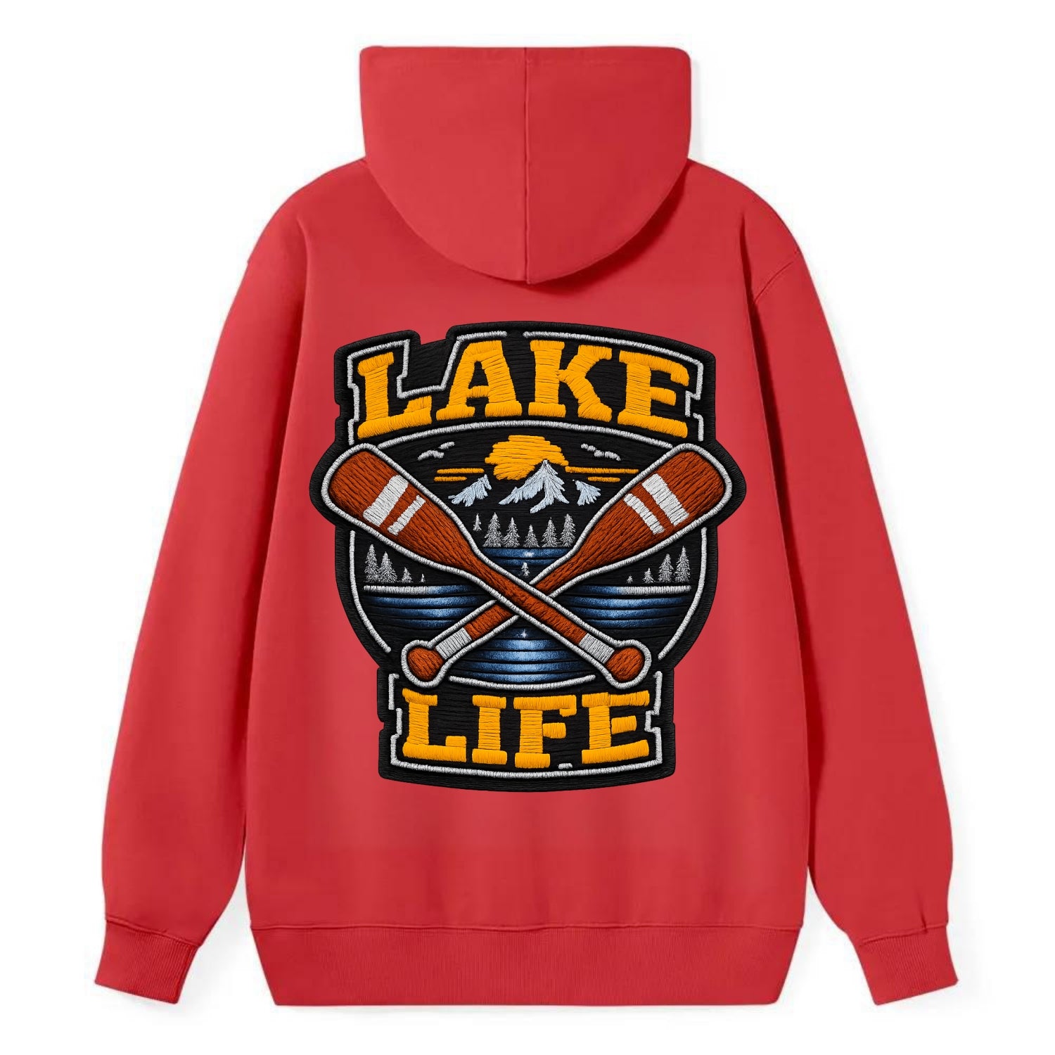 CANOE PADDLE - wooden paddle crossed in brown and cream , lake life - Classic Pullover Hoodie - Red
