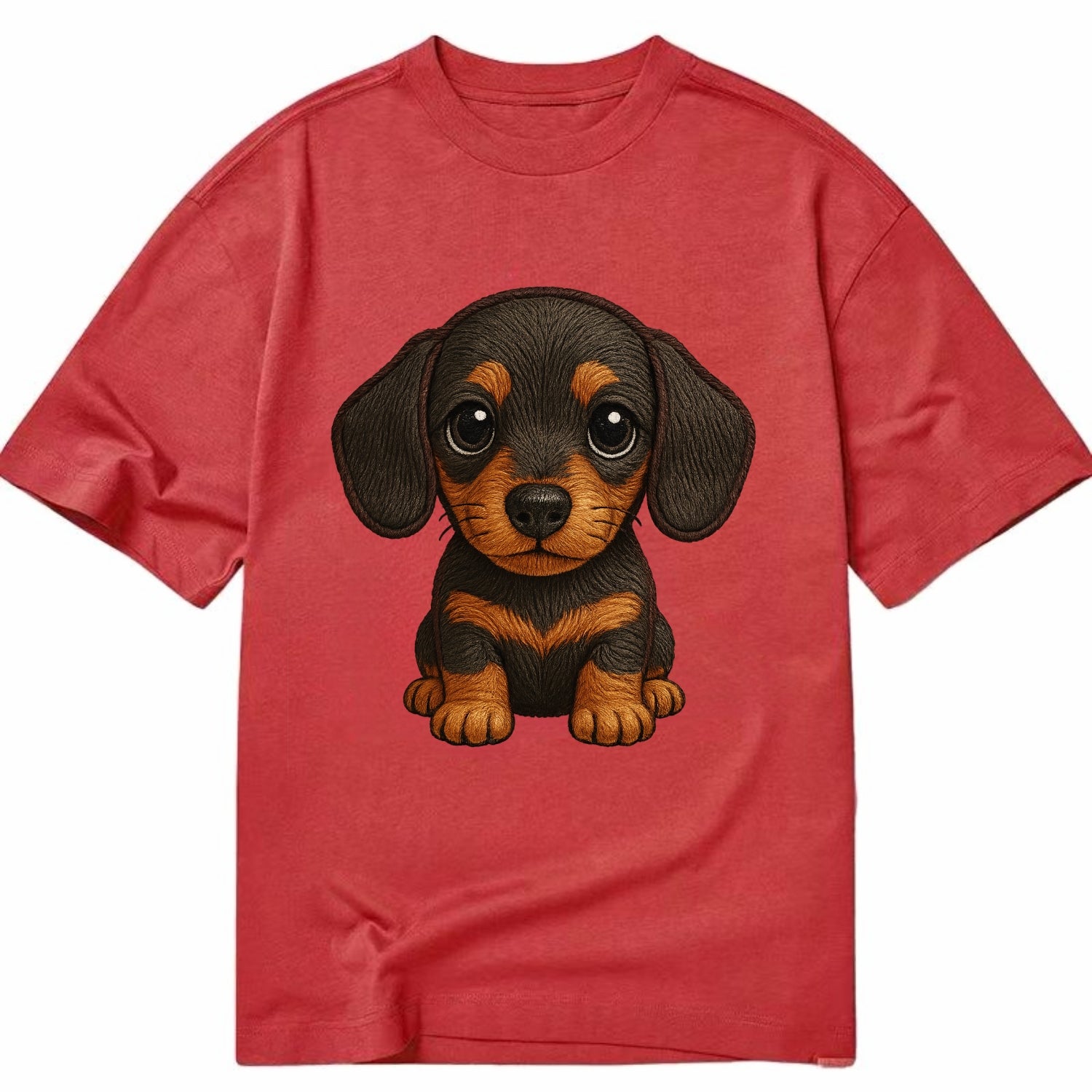 Baby Dachshund Puppy - long body, short legs, floppy ears, curious eyes, - Classic T-shirt - Red