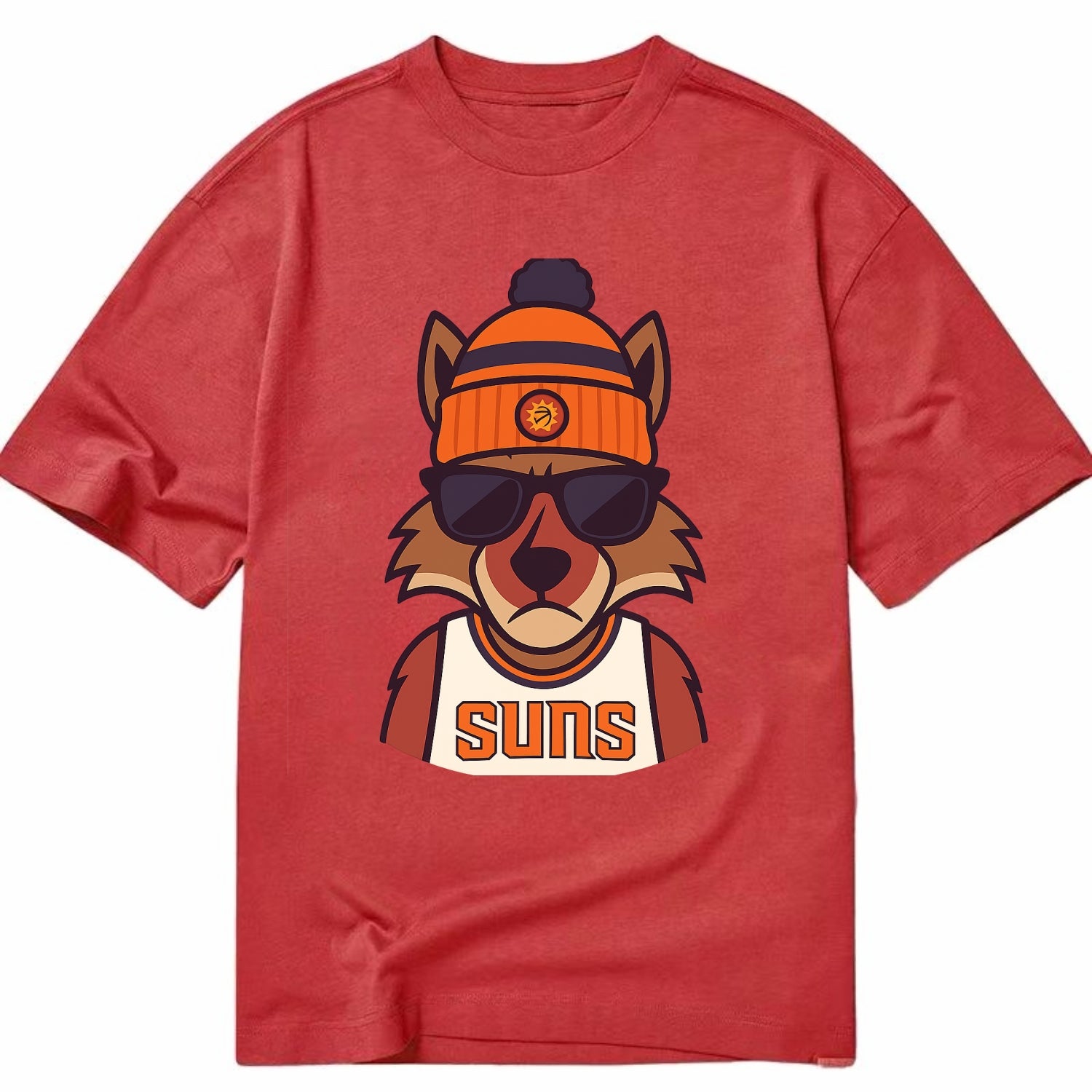 Arizona Coyote wearing Suns beanie with desert sun patch and wayfarer sunglasses - Classic T-shirt - Red