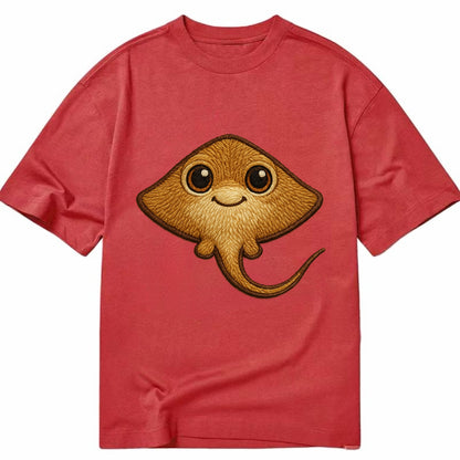 Baby Stingray - flat body, long tail, eyes on top, front-facing, friendly - Classic T-shirt - Red
