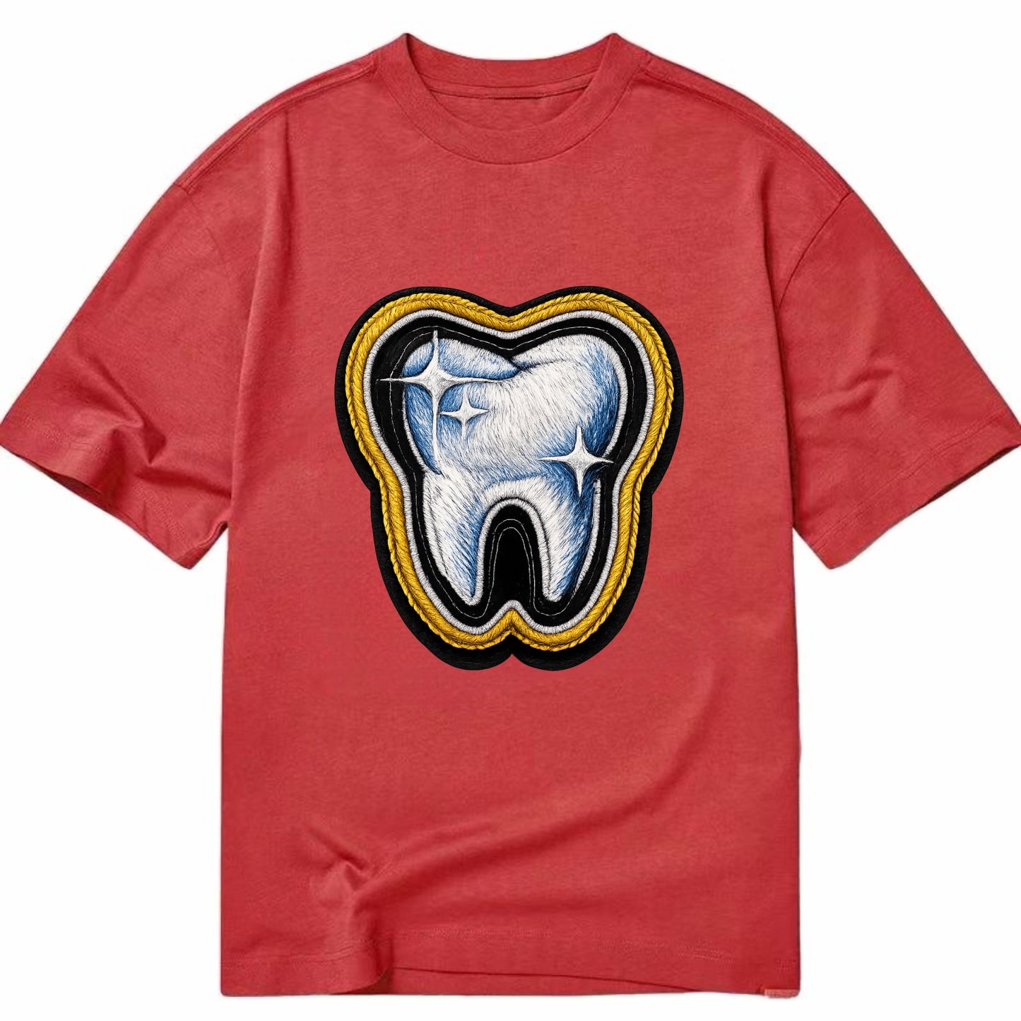DENTAL TOOTH - molar with sparkle in white and blue , dentist - Classic T-shirt - Red