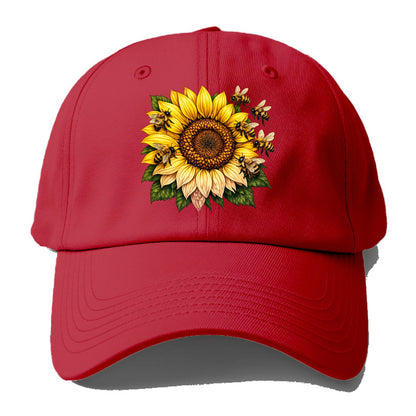 Vintage Sunflower - Baseball Cap - Red