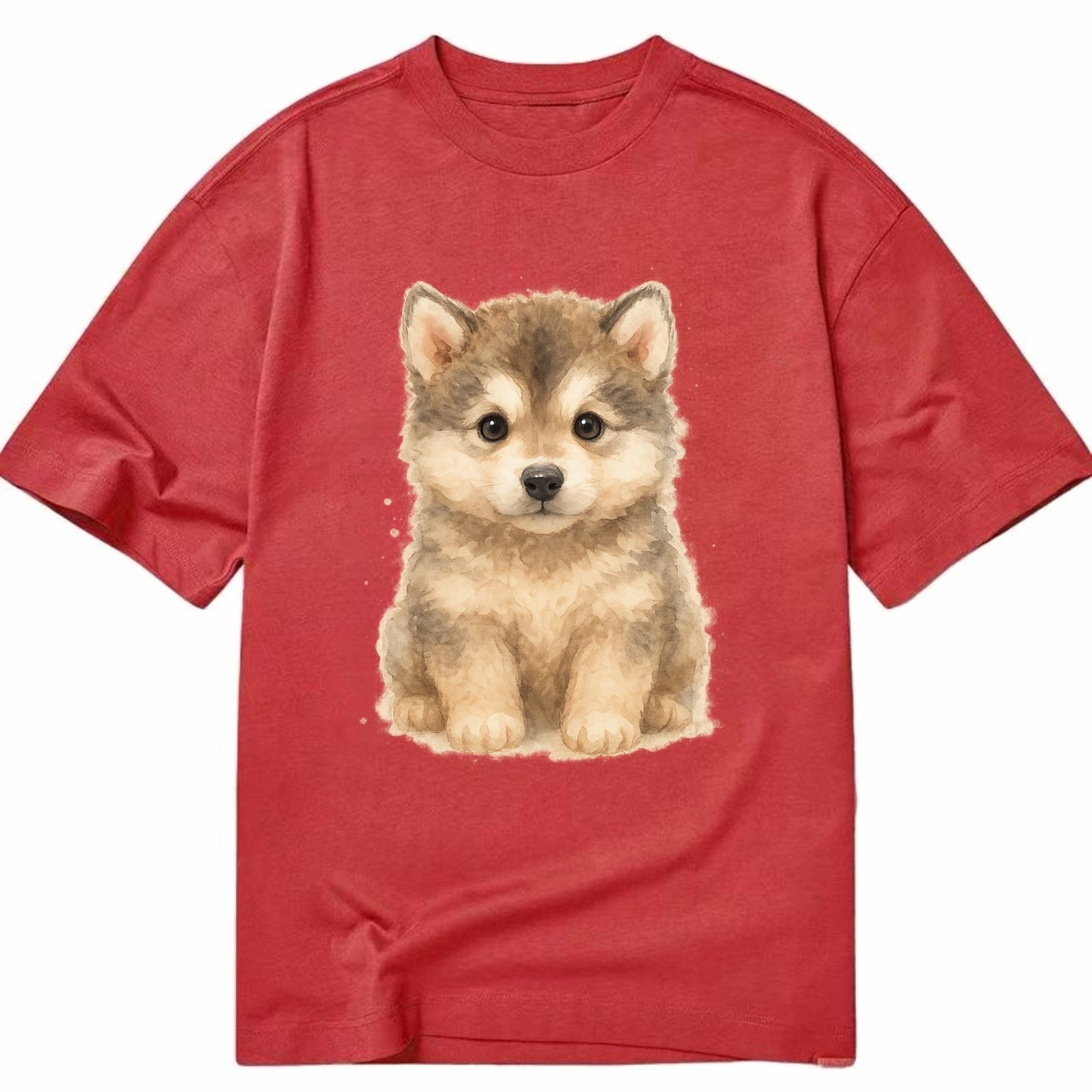 Baby Alaskan Malamute Puppy - wolf-like, fluffy coat, friendly eyes, - Classic T-shirt - Red