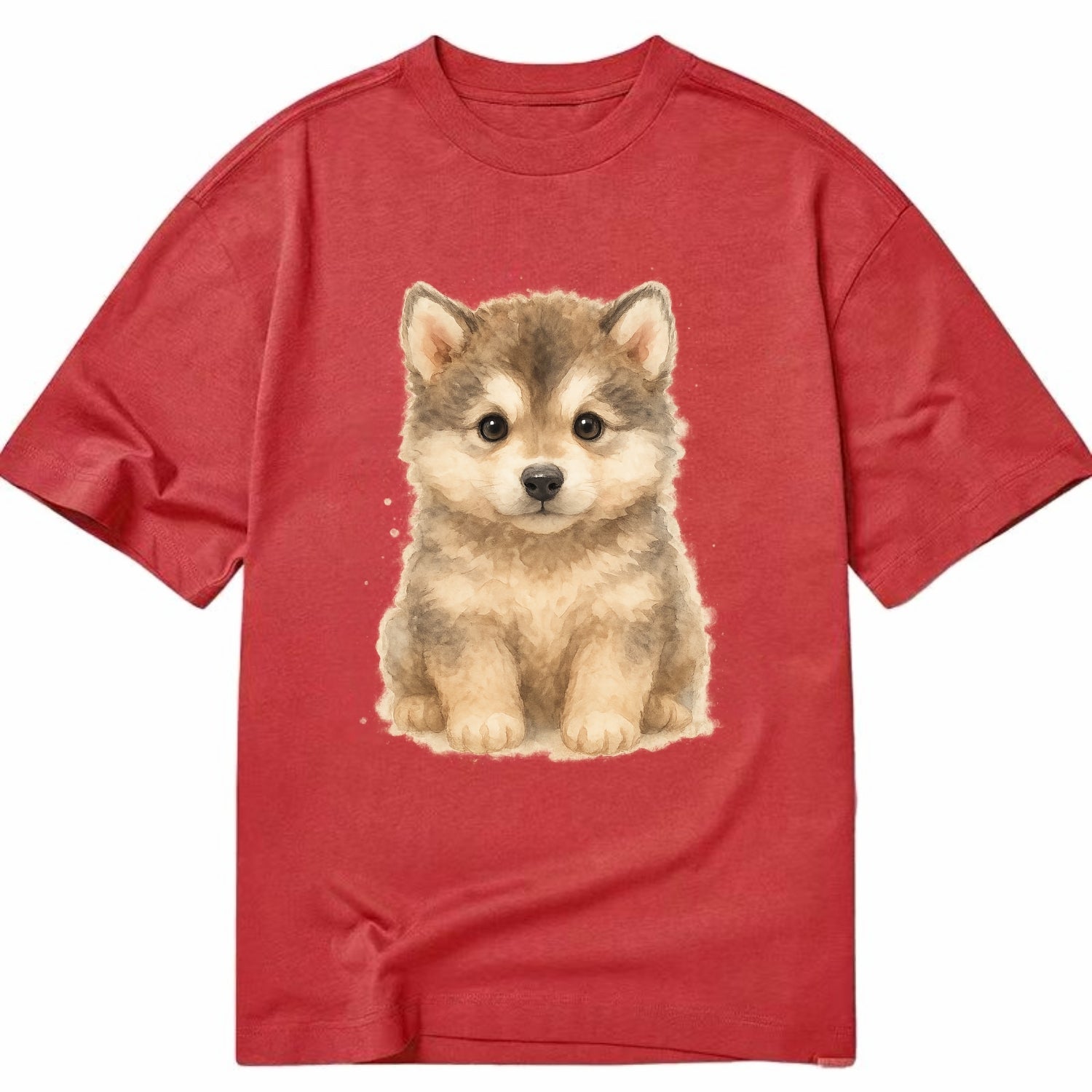 Baby Alaskan Malamute Puppy - wolf-like, fluffy coat, friendly eyes, - Classic T-shirt - Red