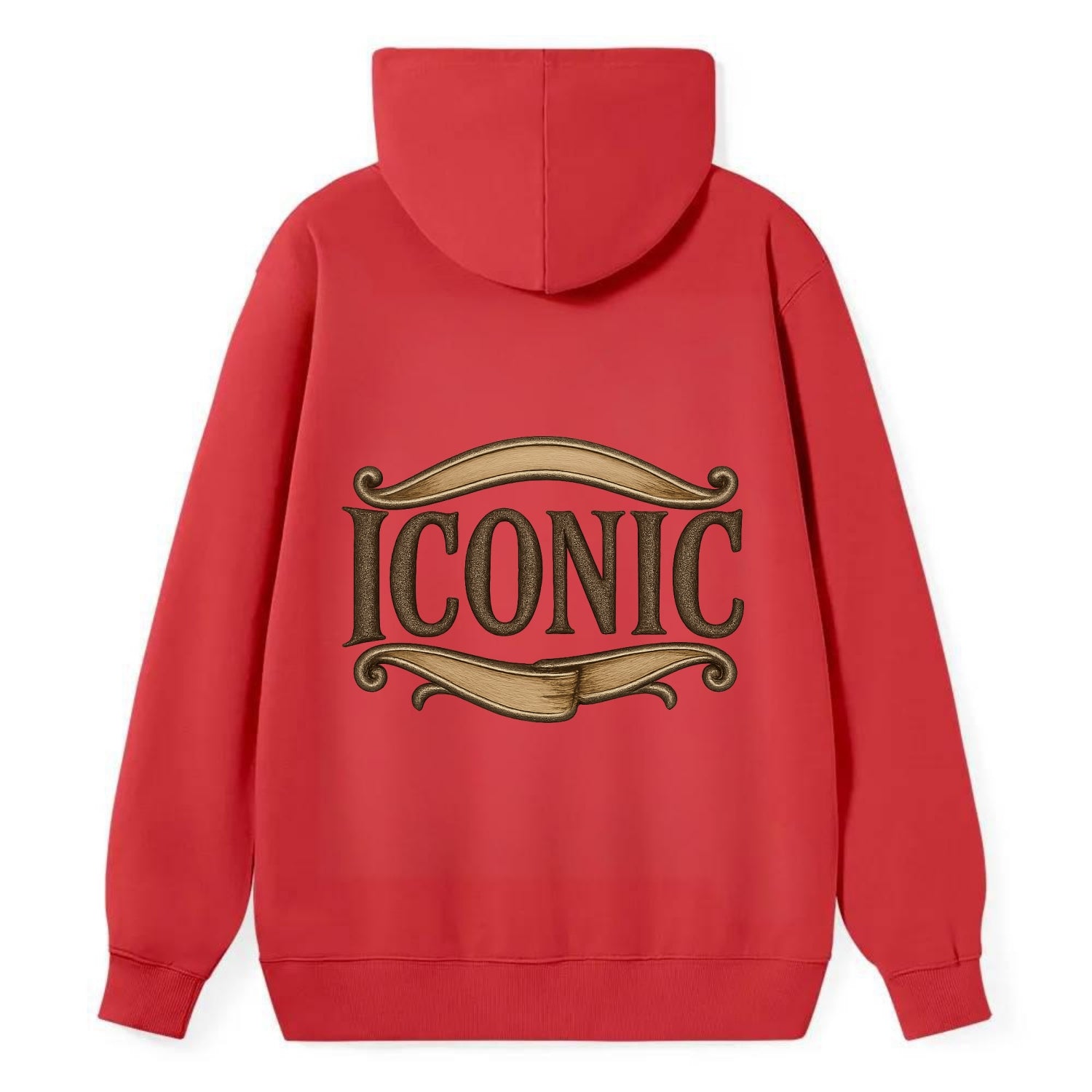 Bold typography design - "ICONIC" - instantly recognizable, trendsetter - Classic Pullover Hoodie - Red