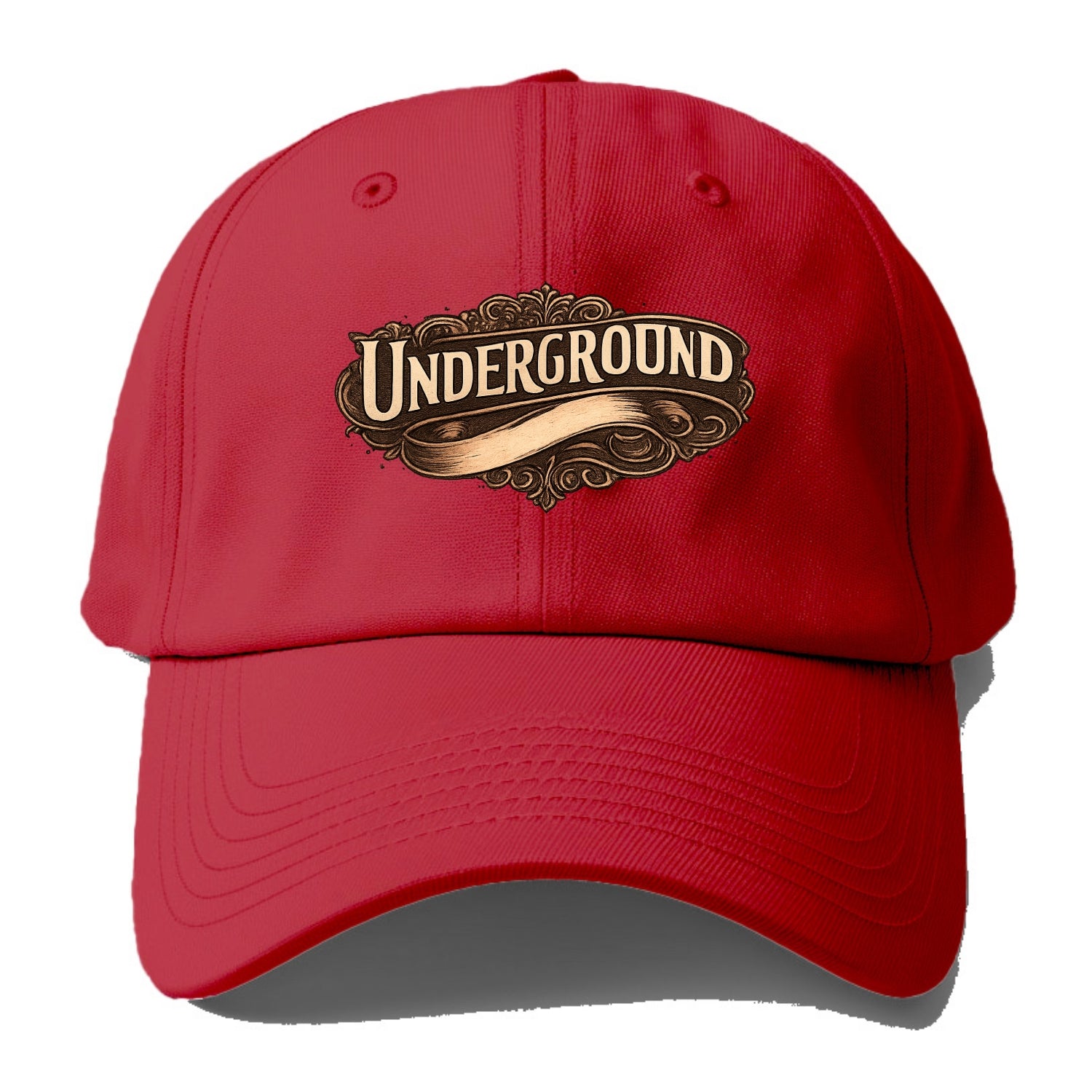 Bold typography design - "UNDERGROUND" - hidden scene, alternative - Baseball Cap - Red