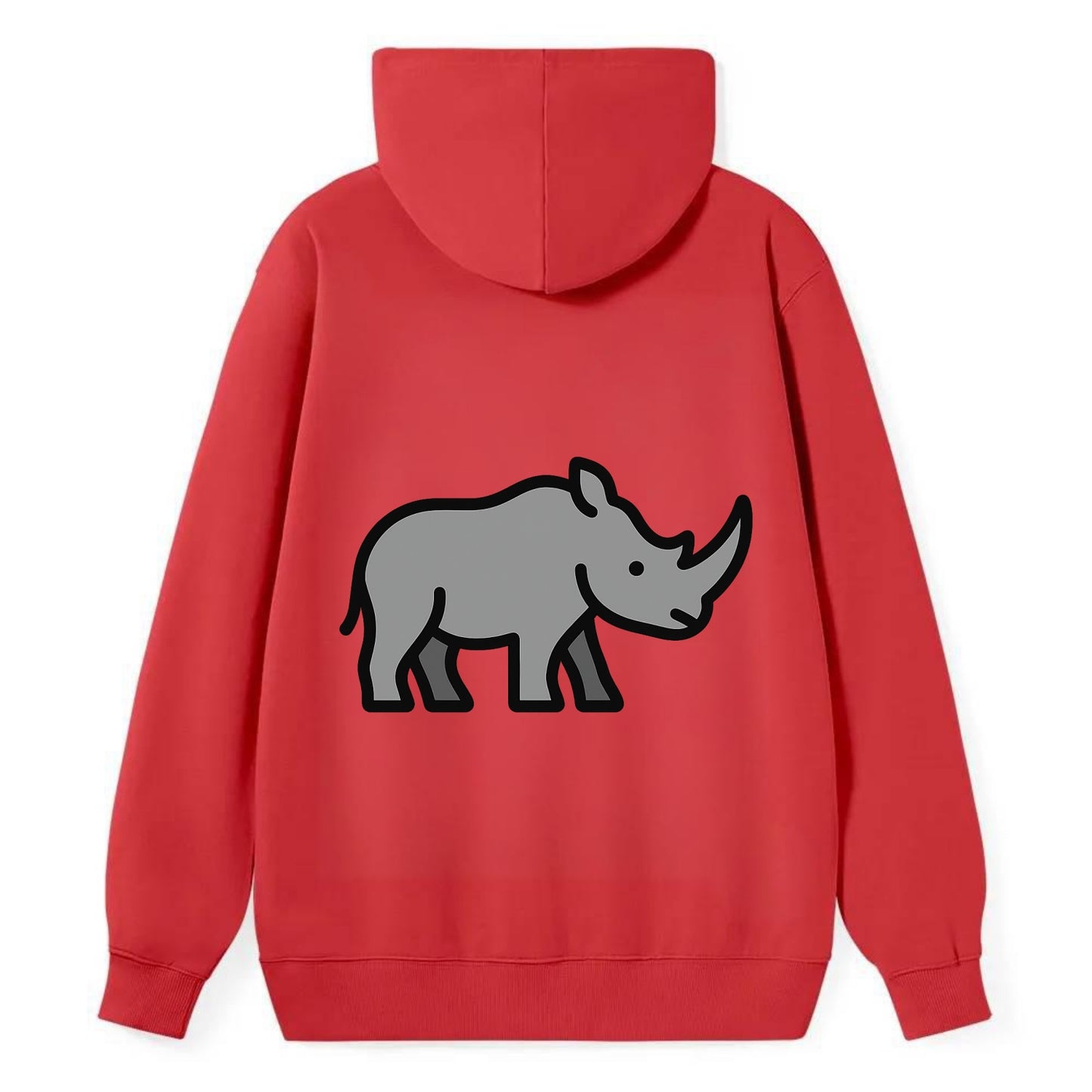 Rhinoceros - Gray with horn flat side profile - Classic Pullover Hoodie - Red