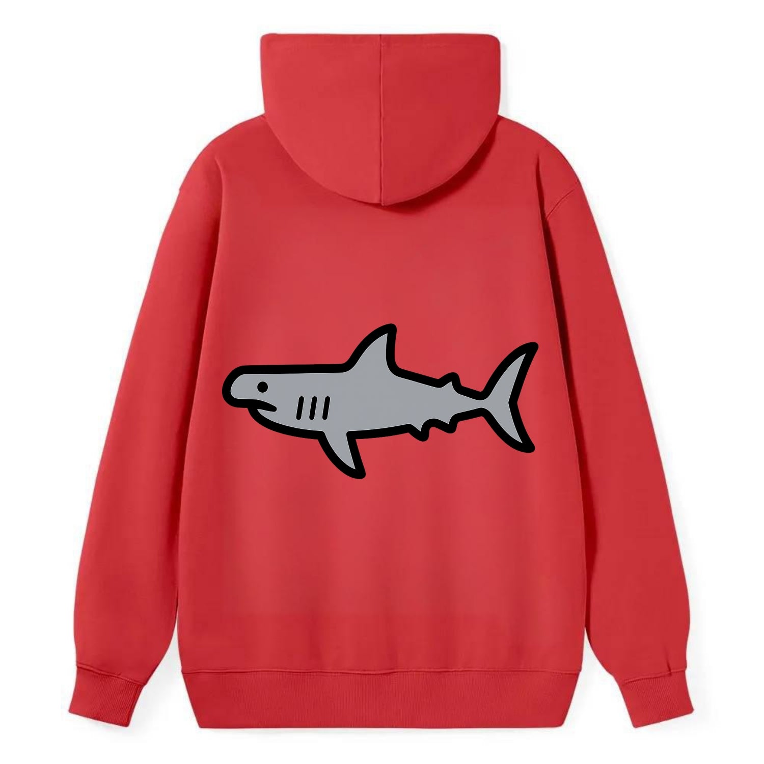 Hammerhead Shark - Gray distinctive head flat side profile - Classic Pullover Hoodie - Red