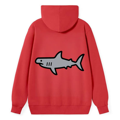 Hammerhead Shark - Gray distinctive head flat side profile - Classic Pullover Hoodie - Red