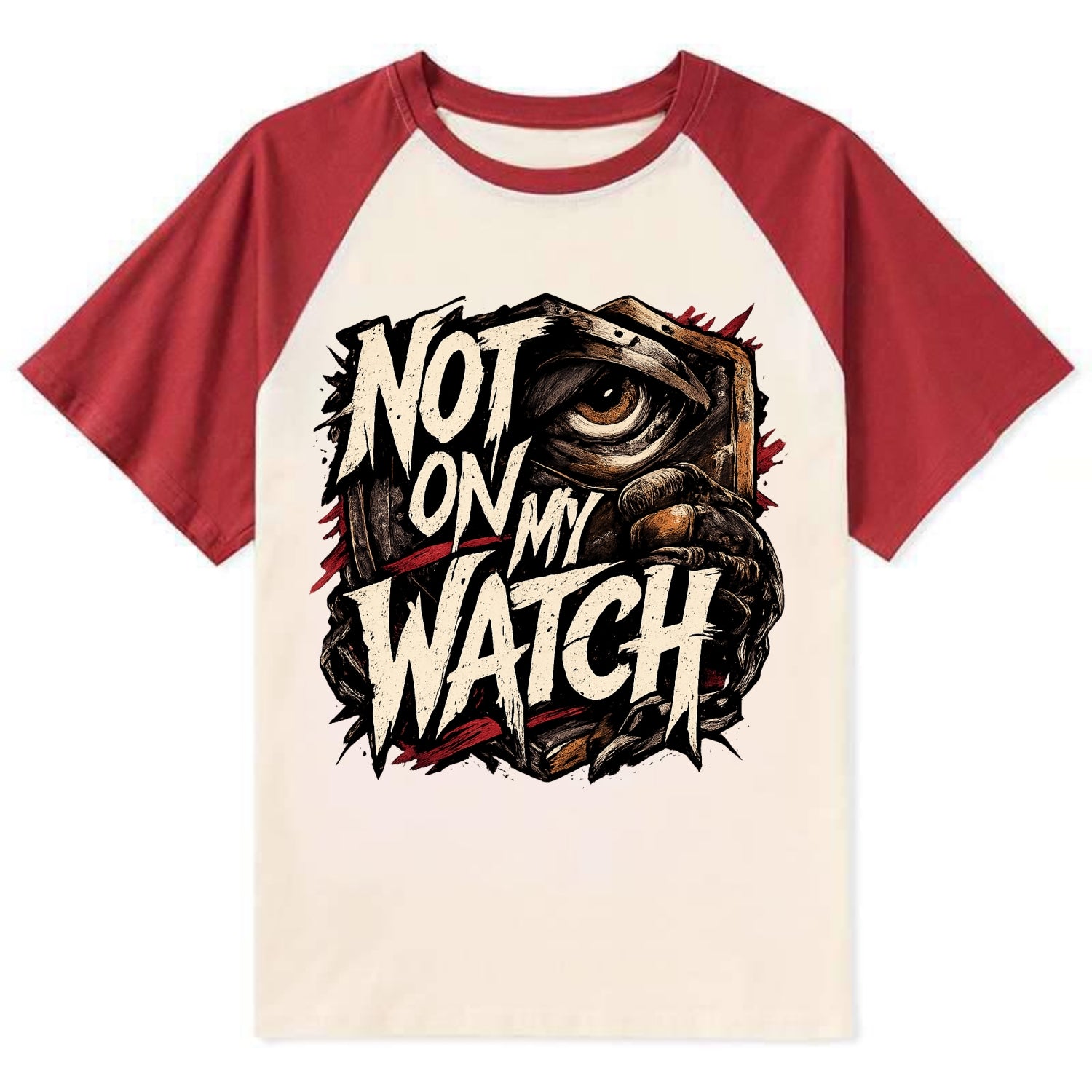 Not On My Watch - Contrast Raglan T-shirt - Red