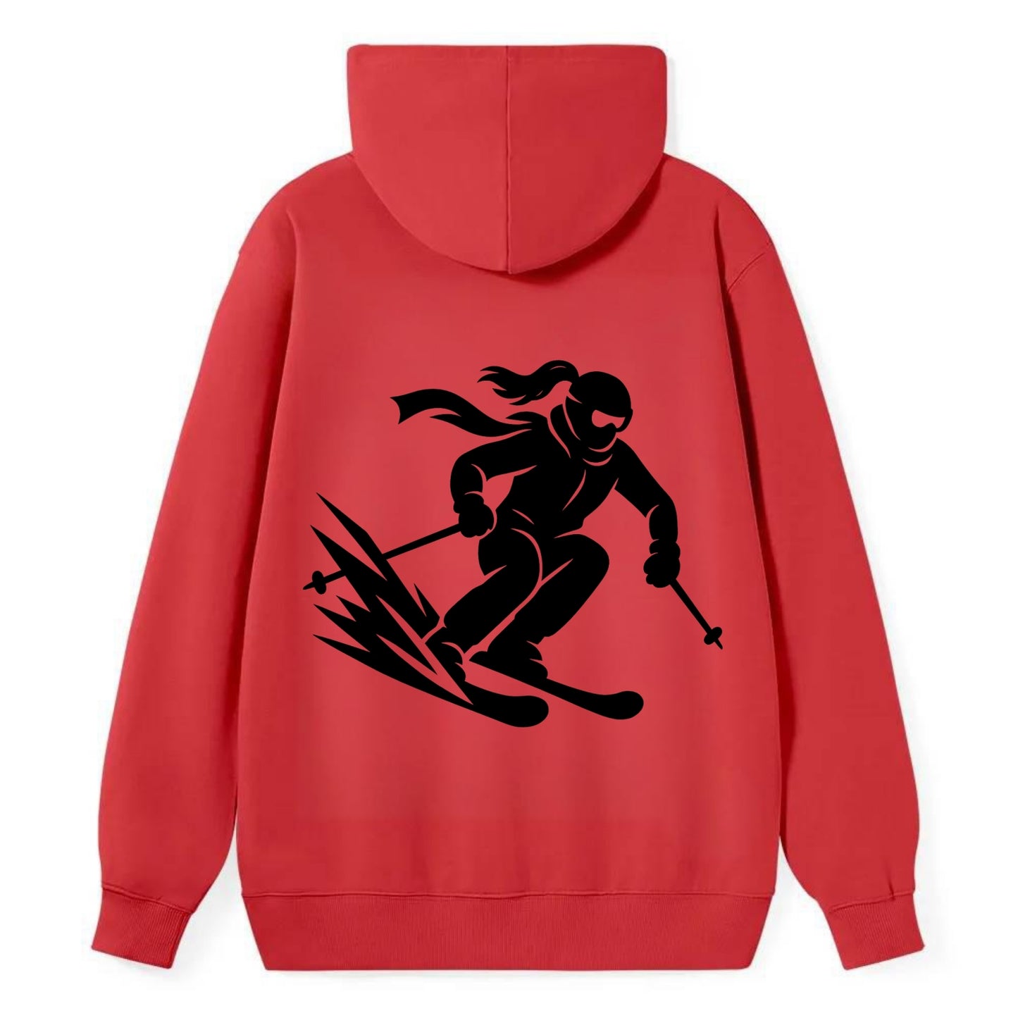 Skier carving down snowy slope - Classic Pullover Hoodie - Red