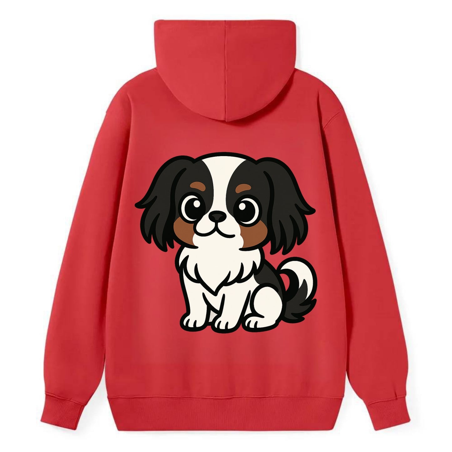 Japanese Chin - Black and white sitting pose - Classic Pullover Hoodie - Red