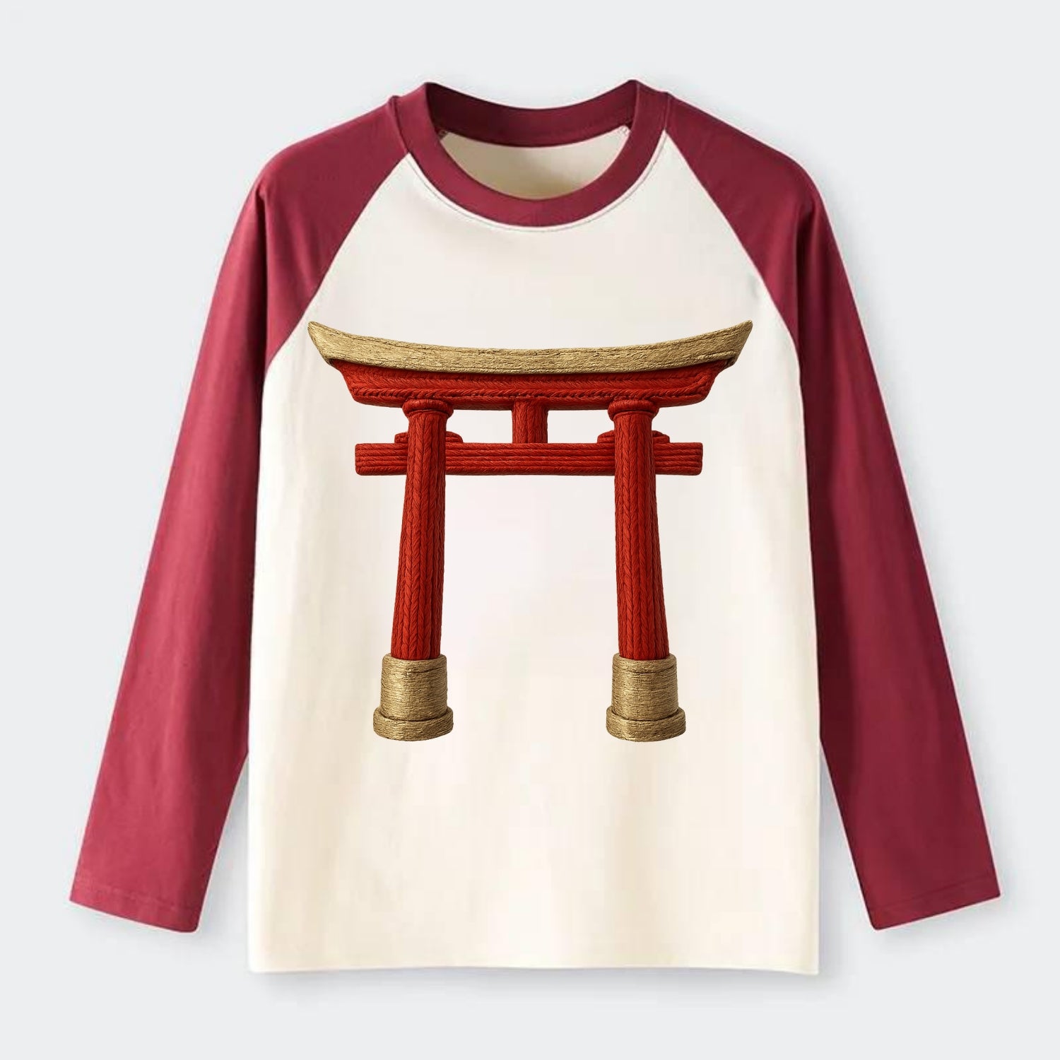 Japanese Torii Gate  - Raglan Long Sleeve T-Shirt - Red