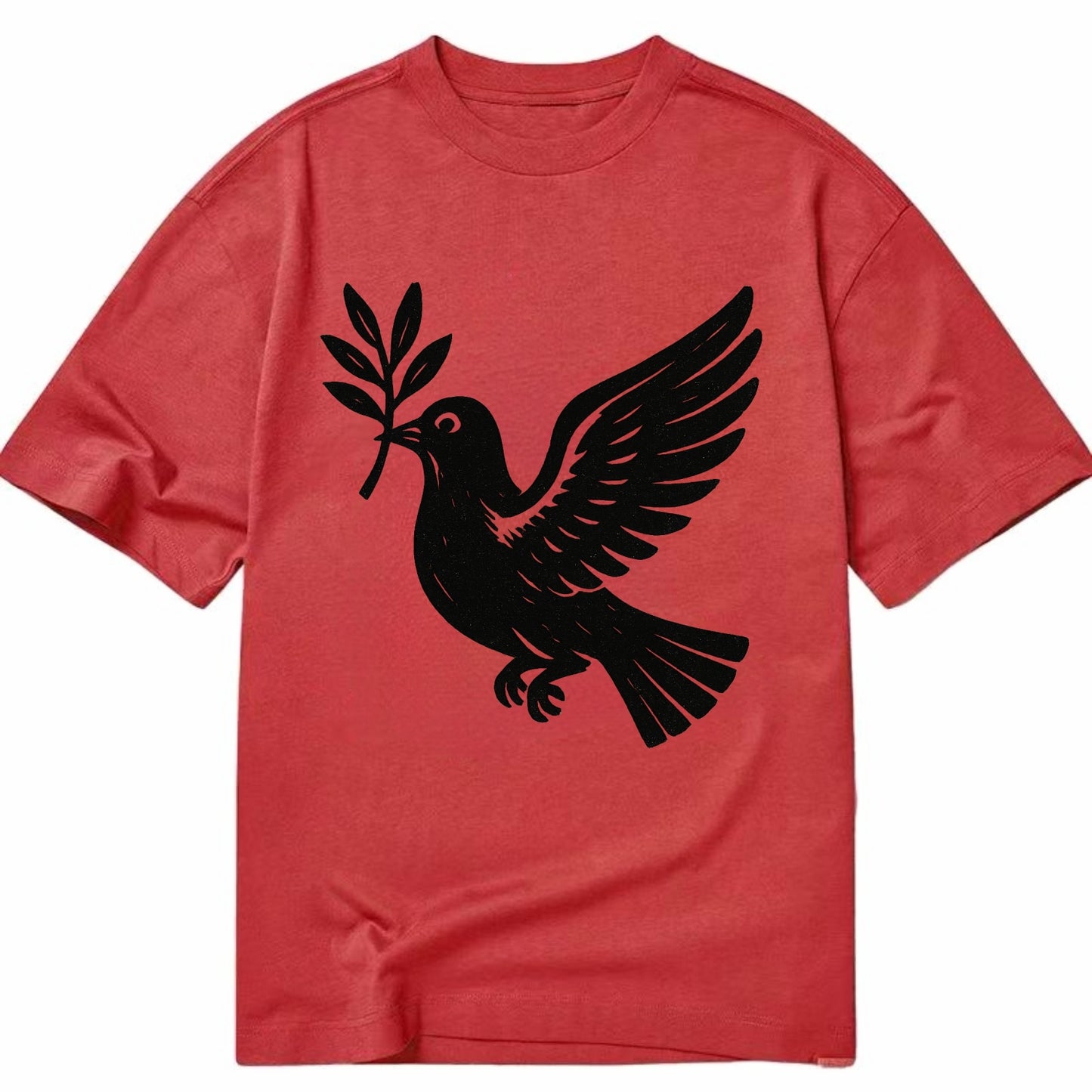 Dove carrying olive branch - peace movement ink painting - Classic T-shirt - Red