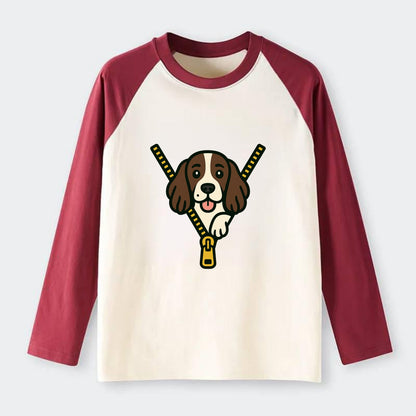 English Springer Spaniel - Raglan Long Sleeve T-Shirt - Red