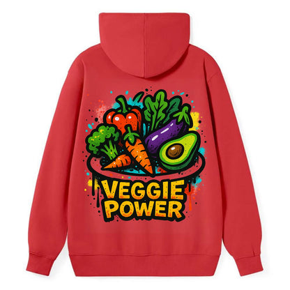 Colorful vegetables and plants on plate - plant-based lifestyle, veggie - Classic Pullover Hoodie - Red