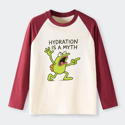 HYDRATION IS A MYTH | Dehydrated fish in desert - Raglan Long Sleeve T-Shirt - Red