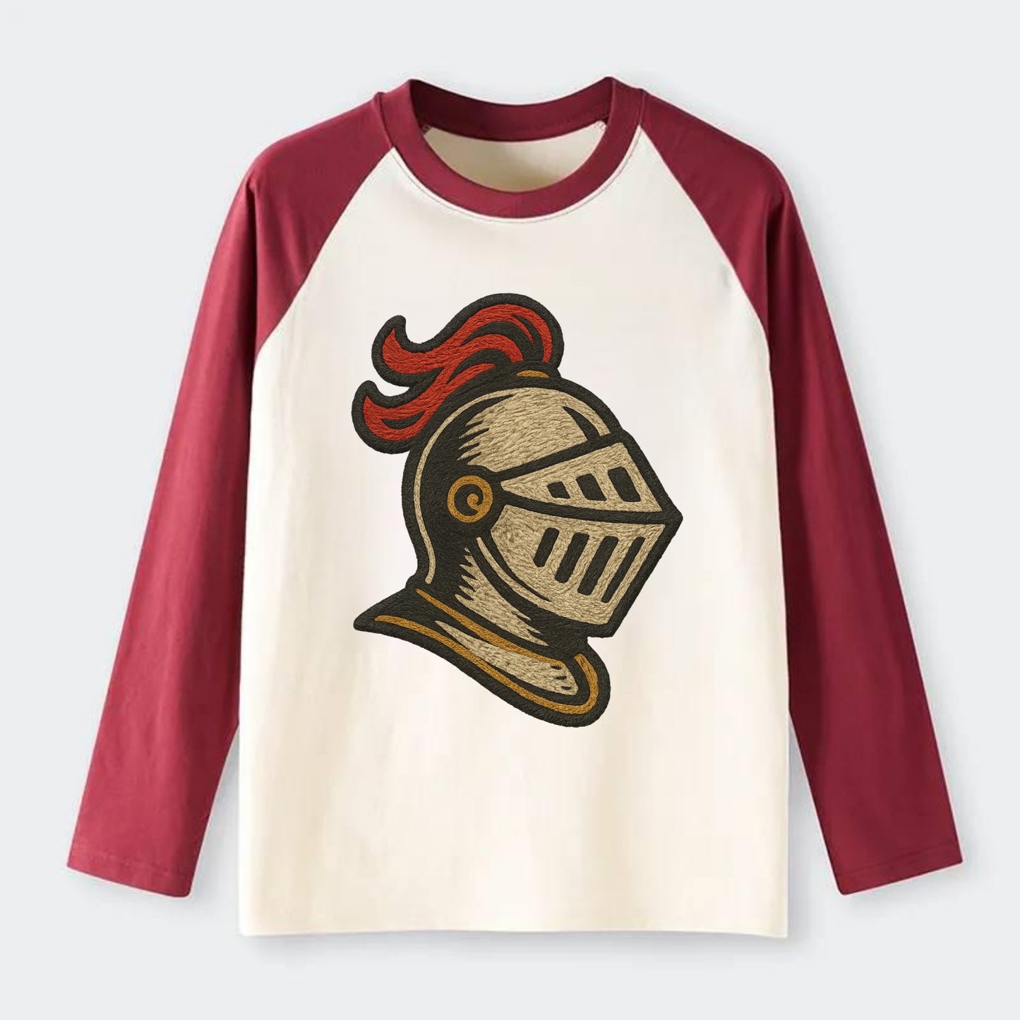 Knight Helmet  - Raglan Long Sleeve T-Shirt - Red