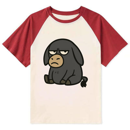 The Donky Judging Silently - Contrast Raglan T-shirt - Red