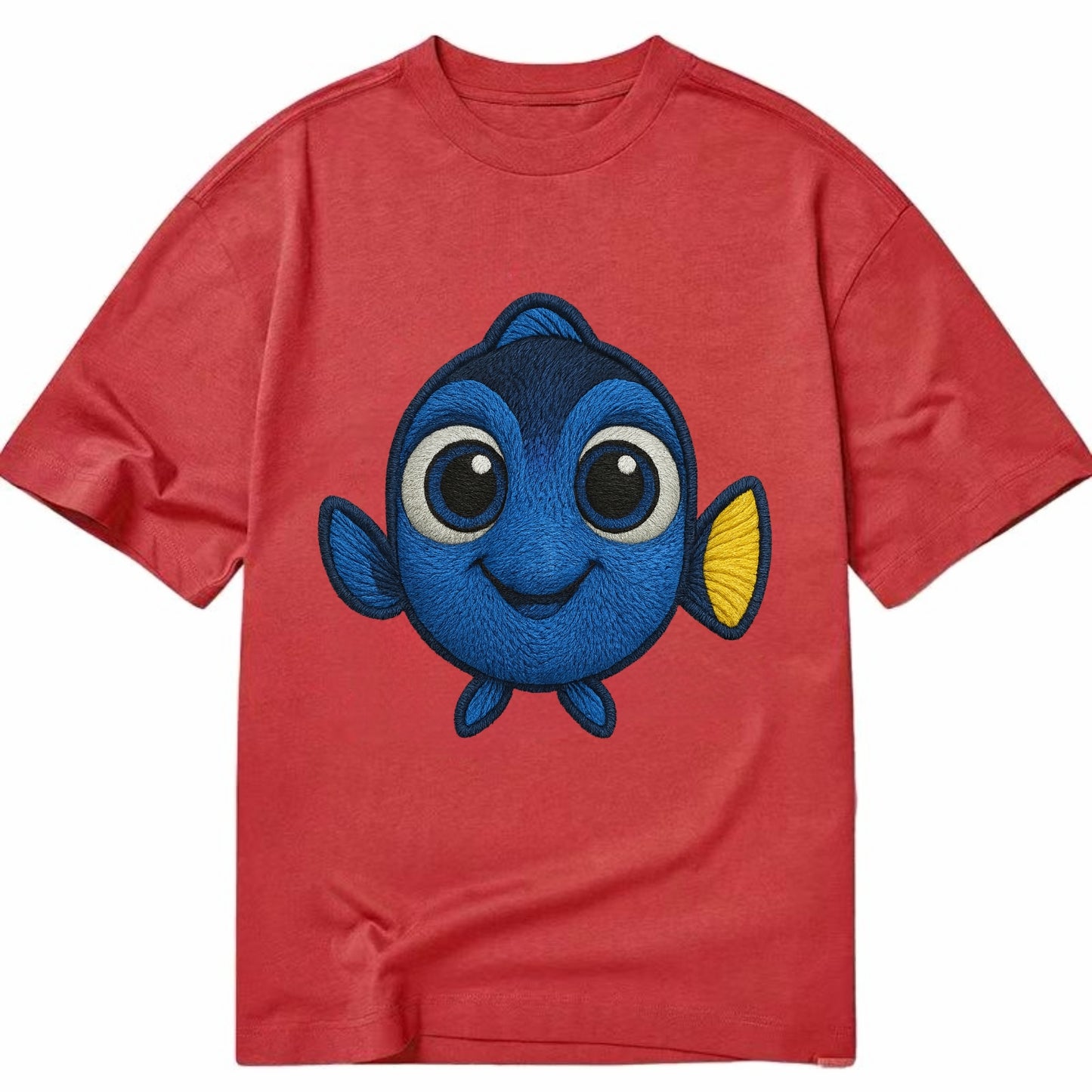 Baby Blue Tang - bright blue with yellow tail, big eyes, front-facing, Dory-style - Classic T-shirt - Red