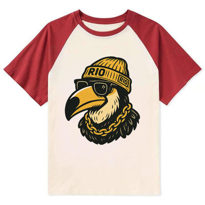 Rio Toucan - Contrast Raglan T-shirt - Red