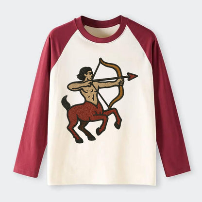 Sagittarius Arrow  - Raglan Long Sleeve T-Shirt - Red