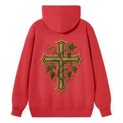 Vine Cross  - Classic Pullover Hoodie - Red