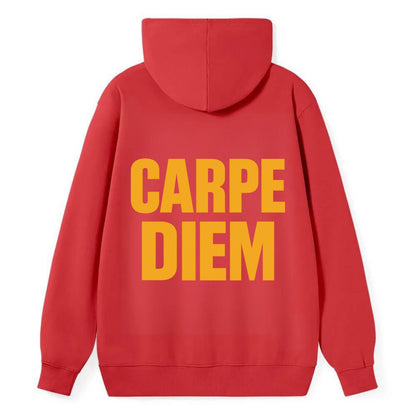 Bold typography design - "CARPE DIEM" - seize the day - Classic Pullover Hoodie - Red