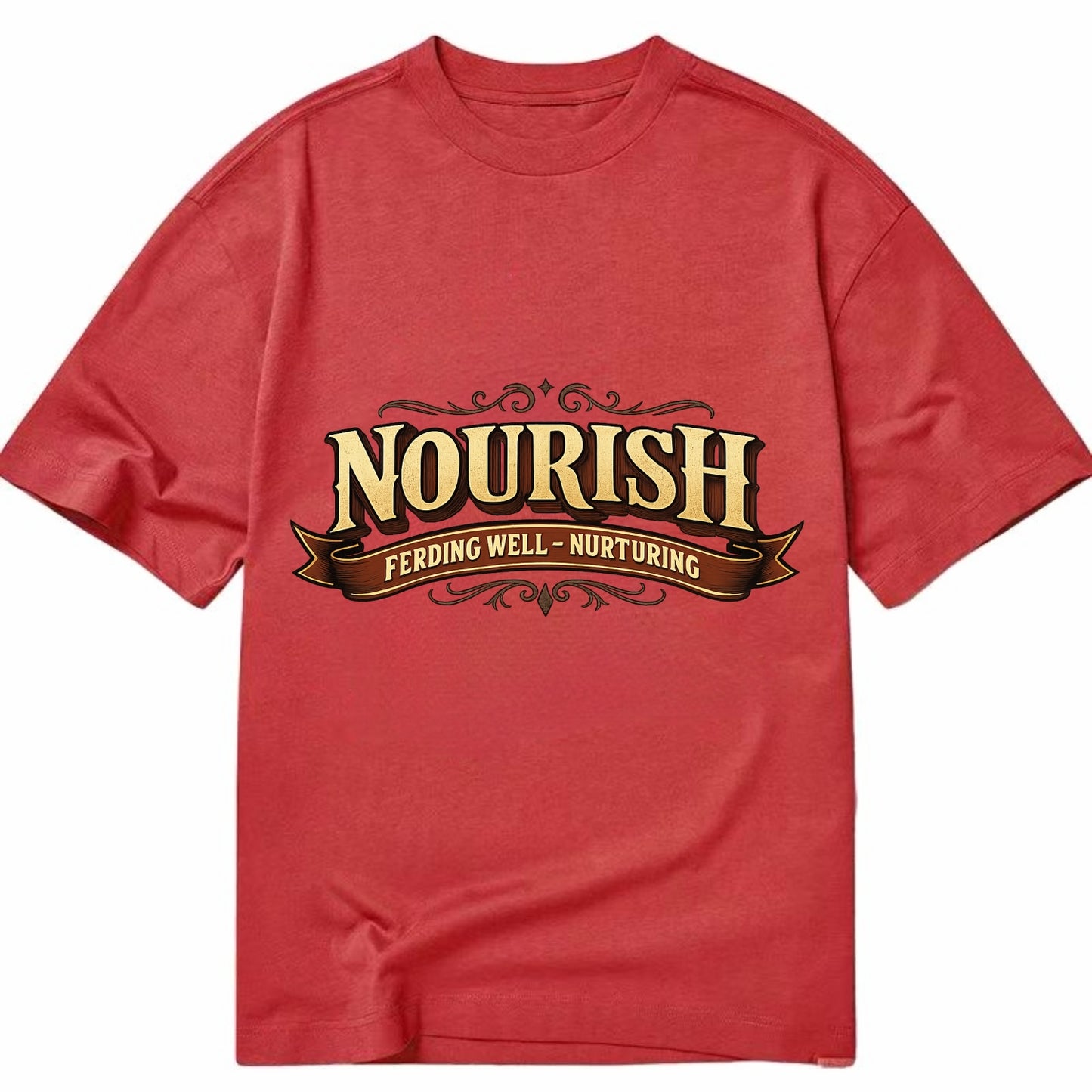 Bold typography design - "NOURISH" - feeding well, nurturing - Classic T-shirt - Red