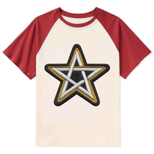 PENTAGRAM STAR - five point star in silver , protection - Contrast Raglan T-shirt