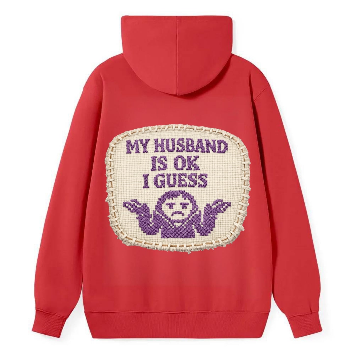 MY HUSBAND IS OK I GUESS - purple ok shrug - purple - mediocre husband - Classic Pullover Hoodie - Red