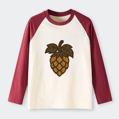 Hop Cone  - Raglan Long Sleeve T-Shirt - Red