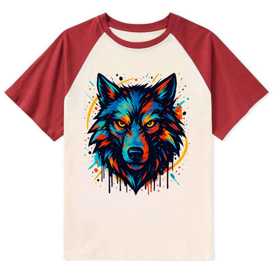 Alpha Wolf Leader  - Contrast Raglan T-shirt - Red