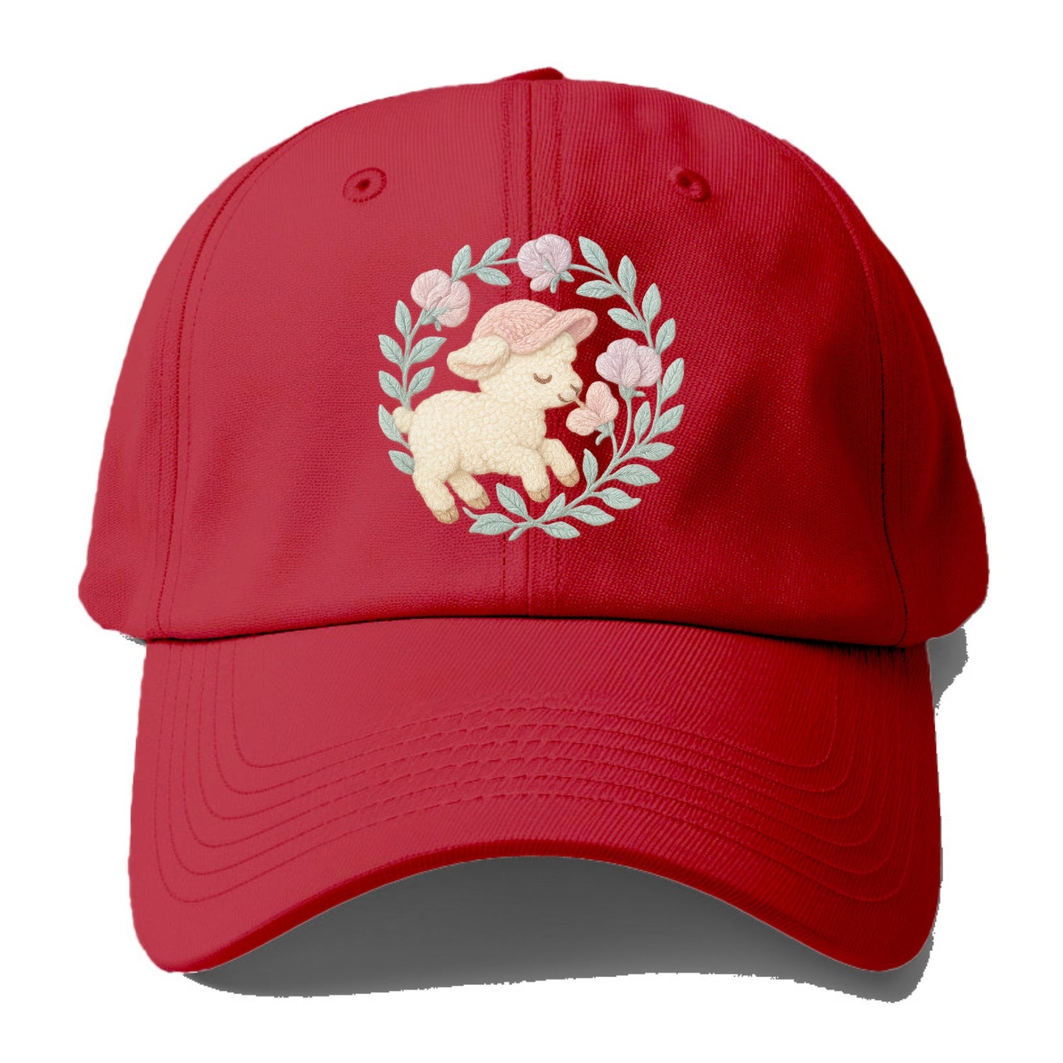 Lamb Sweet Peas  - Baseball Cap - Red
