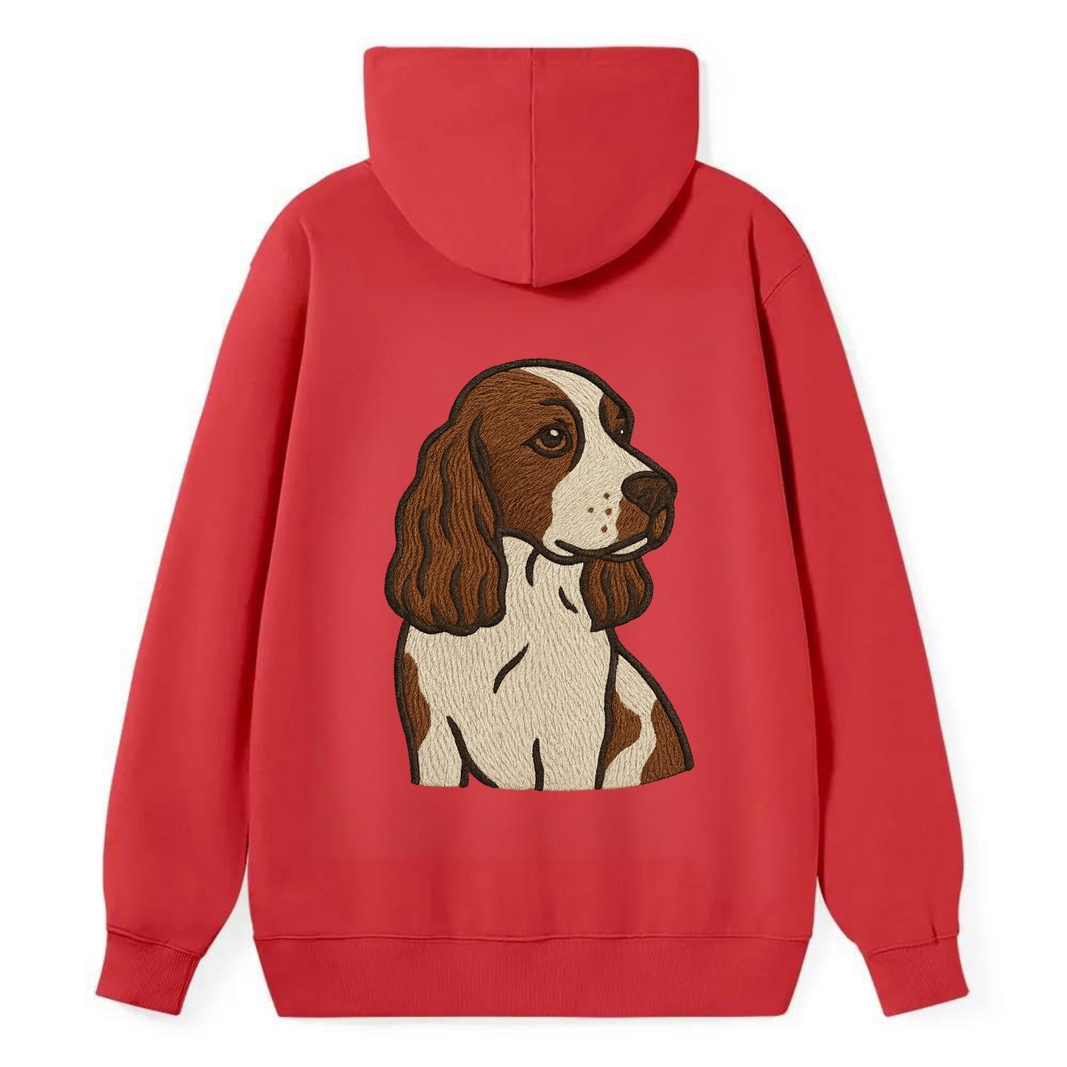 English Cocker Spaniel - Liver and white embroidered design - Classic Pullover Hoodie - Red