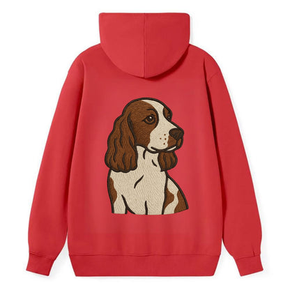 English Cocker Spaniel - Liver and white embroidered design - Classic Pullover Hoodie - Red