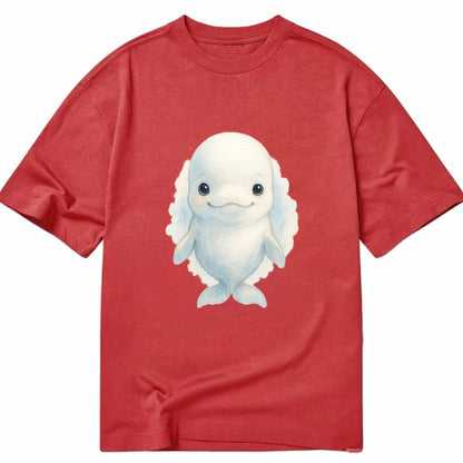 Baby Beluga Whale - pure white, rounded forehead, small eyes with big - Classic T-shirt - Red