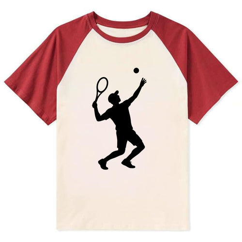 Tennis player serving powerful shot - Contrast Raglan T-shirt