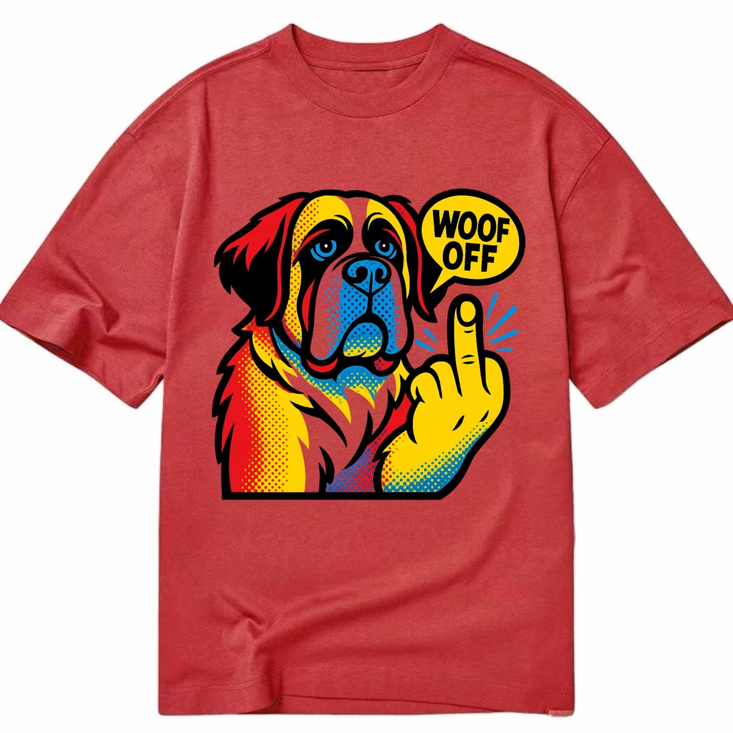 Saint Bernard with gentle giant face and droopy jowls, huge paw raised - Classic T-shirt - Red