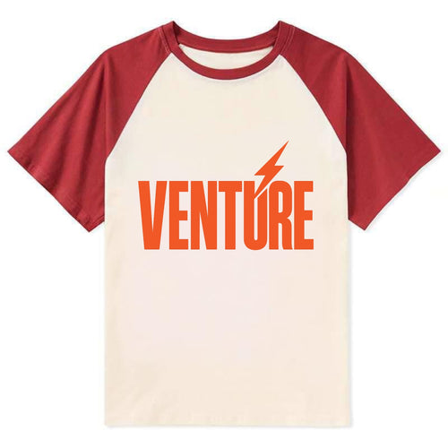 Bold typography design - VENTURE - taking risks, bold exploration - Contrast Raglan T-shirt
