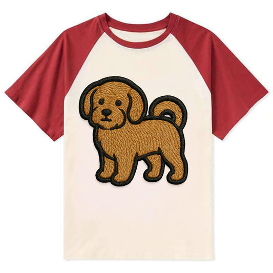 Havanese - Contemporary small dog design - Contrast Raglan T-shirt - Red