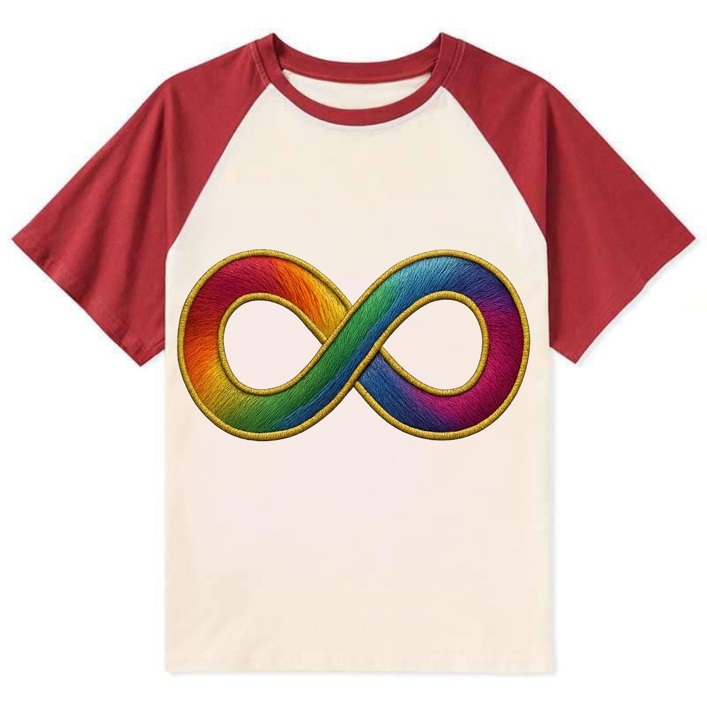 Infinity Symbol  - Contrast Raglan T-shirt - Red