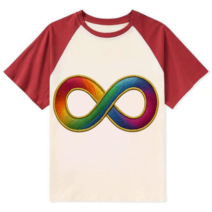 Infinity Symbol  - Contrast Raglan T-shirt - Red