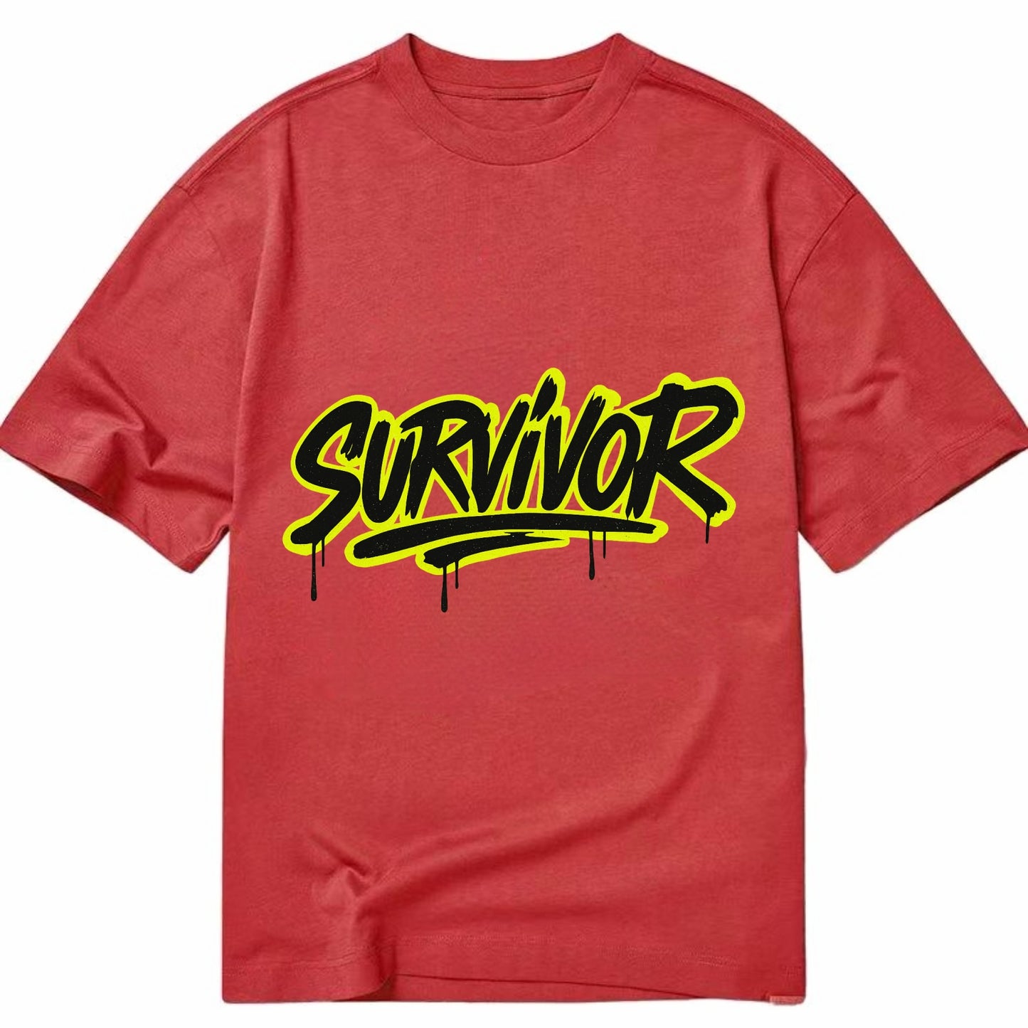Bold typography design - "SURVIVOR" - overcomer, still standing, made it through - Classic T-shirt - Red