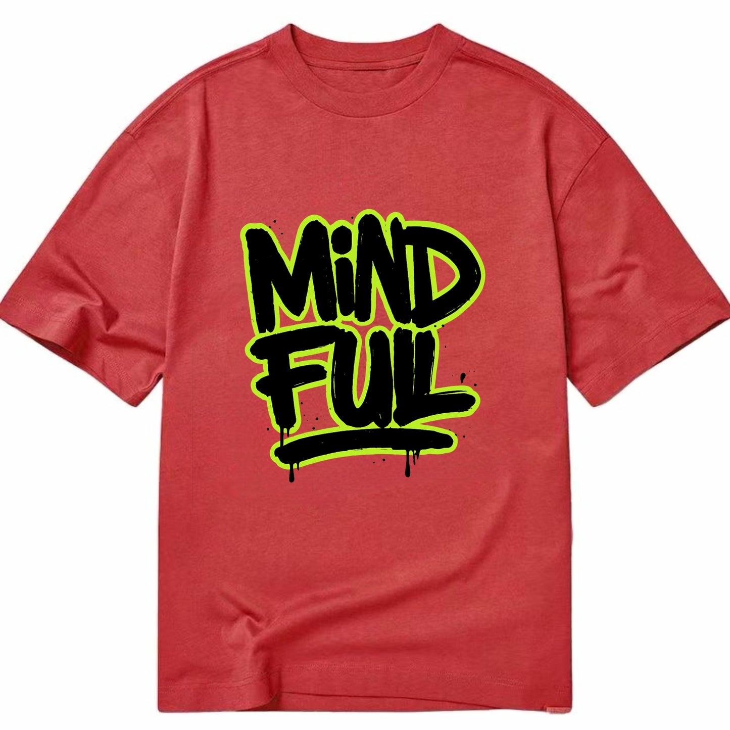 Bold typography design - "MINDFUL" - present awareness, conscious living - Classic T-shirt - Red