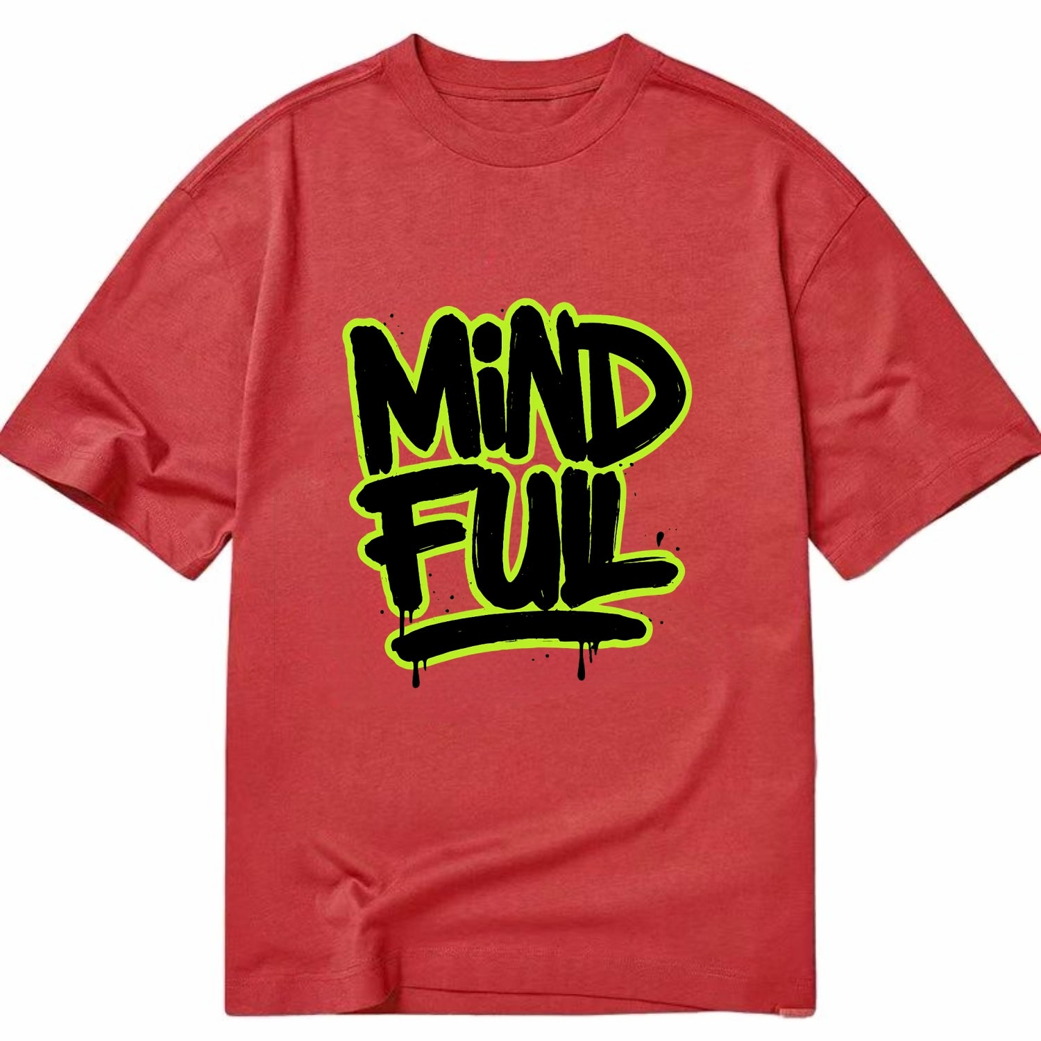 Bold typography design - "MINDFUL" - present awareness, conscious living - Classic T-shirt - Red