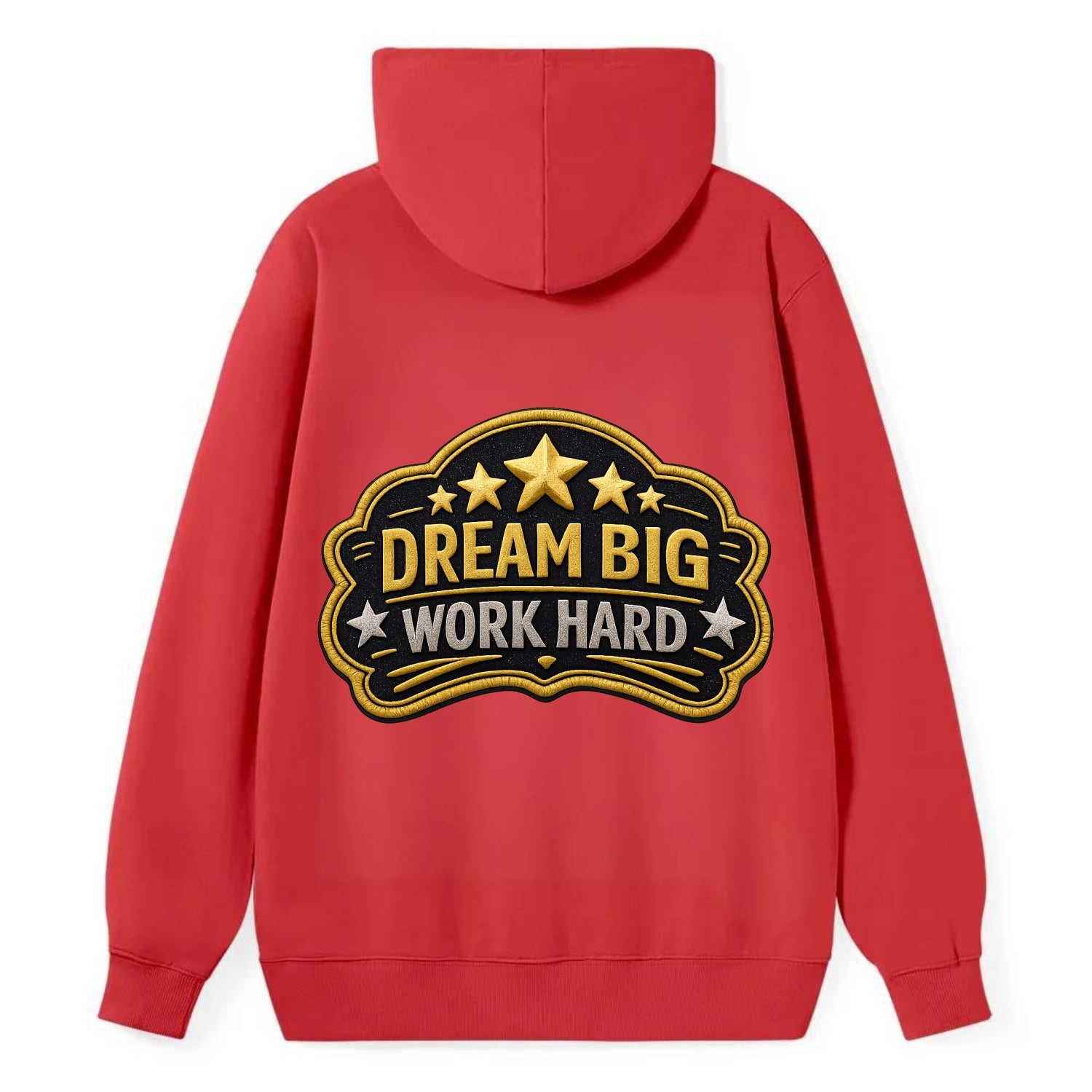 DREAM BIG WORK HARD - stars with text in gold , aspiration - Classic Pullover Hoodie - Red