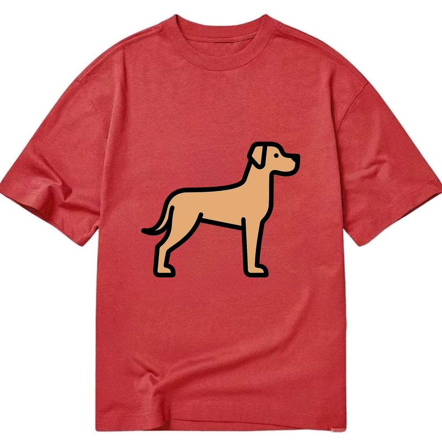 Great Dane - Fawn colored flat side profile - Classic T-shirt - Red