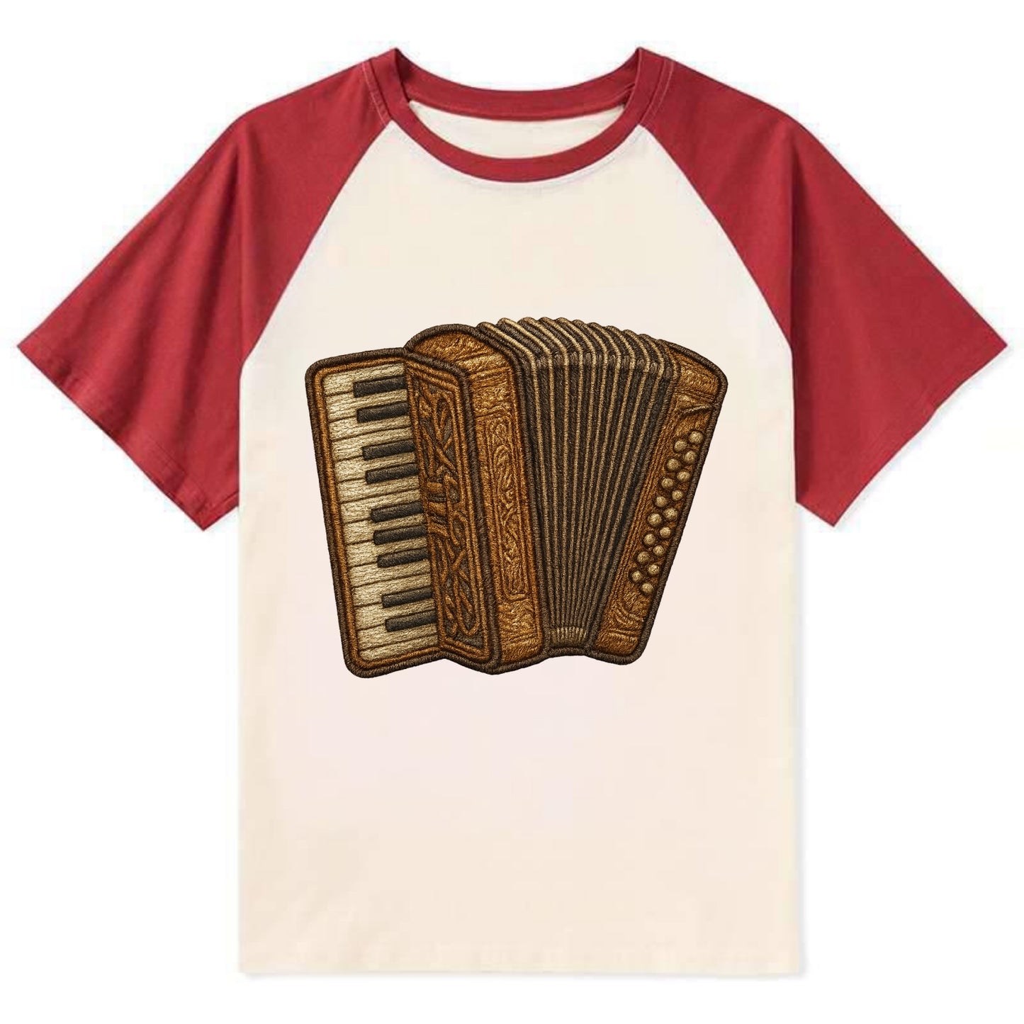 Accordion  - Contrast Raglan T-shirt - Red